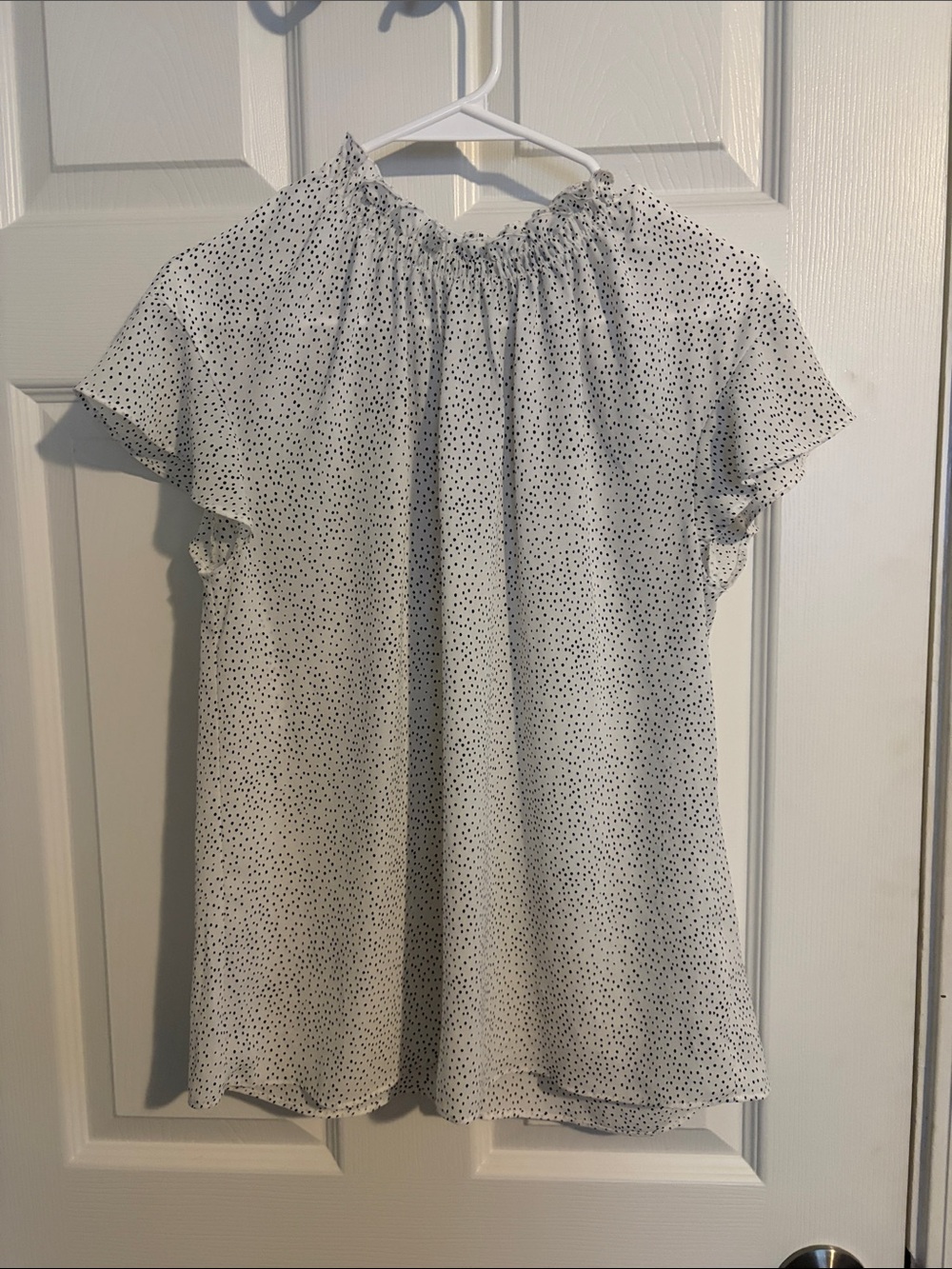 Express Women’s White Dress with Black Dot Print